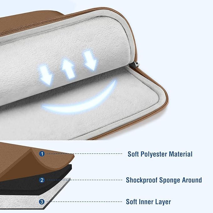 MOSISO Laptop Case 13.3 inch, 13-13.3 inch Laptop Sleeve Compatible with MacBook Air/Pro 13 / Pro 14, HP Dell ASUS Lenovo Notebook, Polyester Vertical Computer Sleeve Bag with Pocket, Mocha