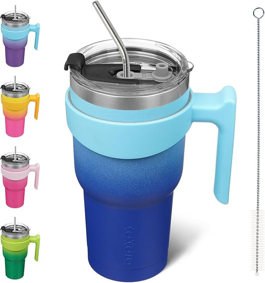 BJPKPK 30 oz Stainless Steel Insulated Tumbler Cups With Handle And Straw And Lid,Sky