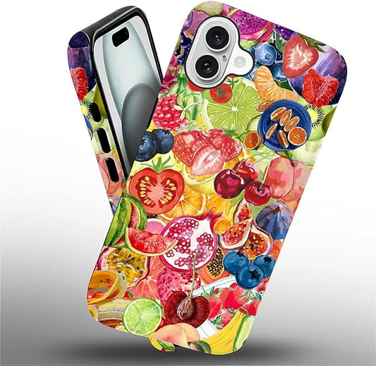 Case for iPhone 16 Plus,Summer Fruit Collage for Woman Men Full Body Protective Cover Shockproof 2 in 1 Silicone + Hard PC Case for iPhone 16 Plus