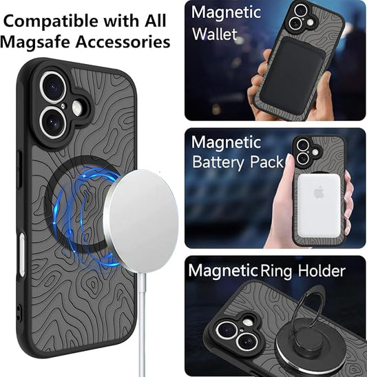 KANGHAR Case Compatible with iPhone 17 Curly Line Pattern [Compatible with Magsafe] Cute Spiral Ripples Protective Magnetic Case for Girls Women Men 6.3"