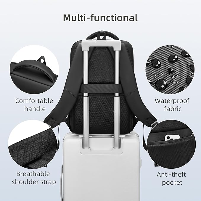 Slim Laptop Backpack for Men, Fits 15.6 inch Notebook, Waterproof Business Backpack Ideal for Working, Commuting, Daily