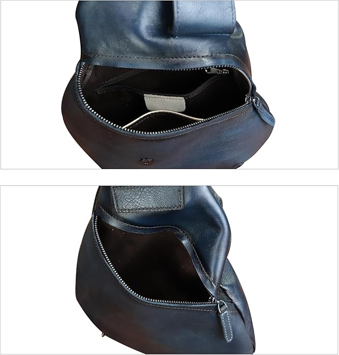 Genuine Leather Sling Bag for Men and Women Classical Real Leather Sling Backpack Purse Crossbody Bag for iPad Pro 11 inch