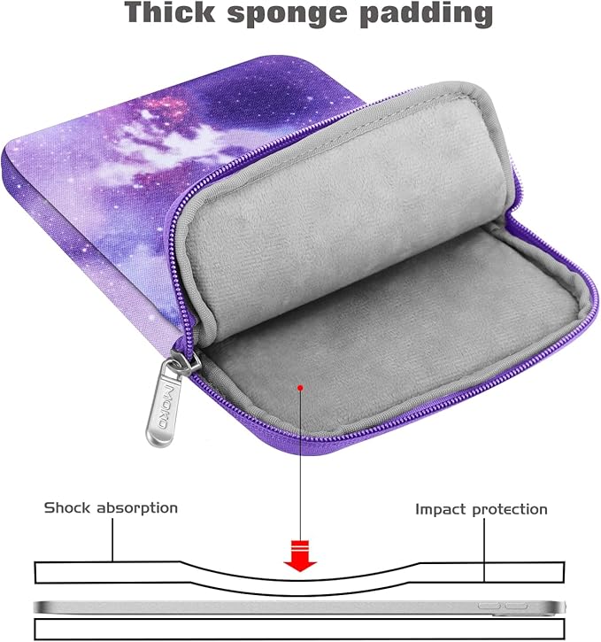 MoKo 12.9 Inch Laptop Sleeve Case Fits iPad Pro 12.9 M2 2022/2021/2020, Galaxy Tab S8+/S9+ 12.4 2022/2023, Polyester Bag Fit with Apple Pencil and Smart Keyboard, Purple Starry Sky