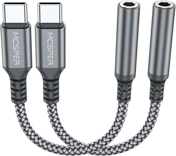 2-Pack USB Type C to 3.5mm Female Adapter,USB C to Aux Audio Dongle Cable Cord Headphone Jack Compatible with iPhone 17/16 Pro Max/15 Pro,Samsung Galaxy S25 S24 S23 S22 Ultra,iPad Pro MacBook