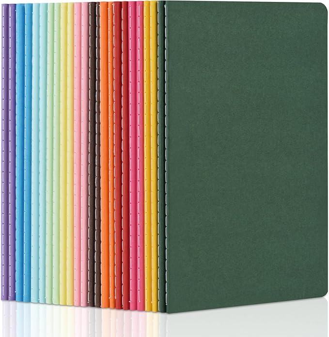 ZCZN 24 Pack Colorful Blank Notebooks Bulk, A5 Journals with 12 Colors, 60 Pages/30 Sheets, 8.3x5.5 Inch, Plain Paper, Travel Writing Journal Notebooks for Work & School