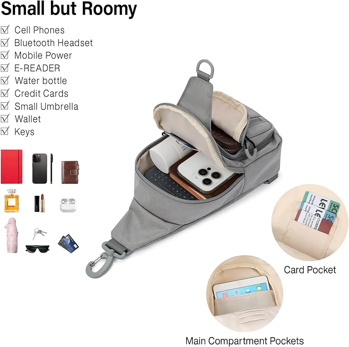 Hanke Crossbody Sling Bag for Women Men, Casual Cross Body Sling Bags, Lightweight Chest Bag for Outdoor Hiking Travel