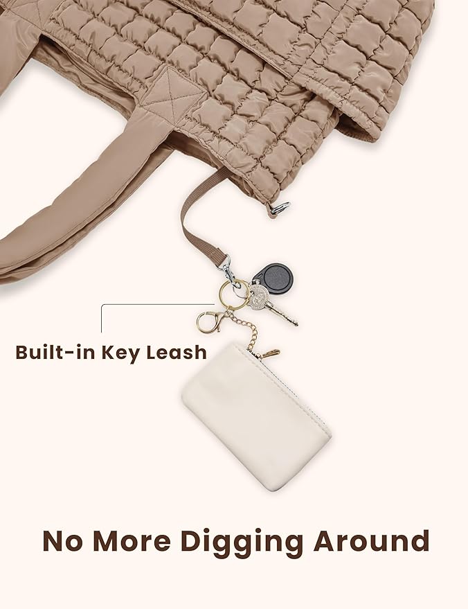 Yarnic Large Puffer Tote Bag for Women, Lightweight 21L Bag with 7 Pockets for School, Travel, Work, Gym Overnight Use