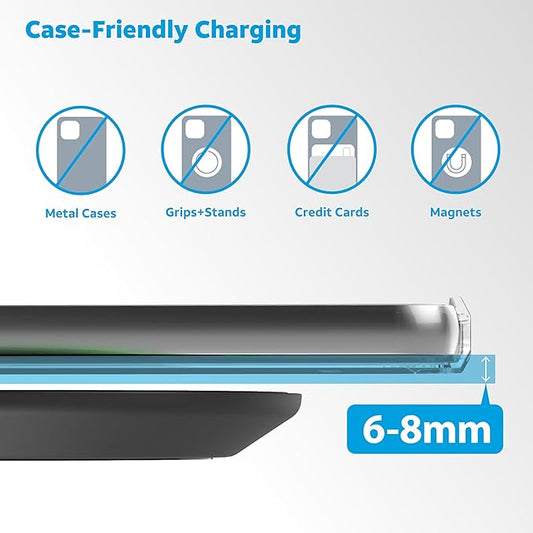 AT&T Professional Series 15W Wireless Charging Pad Black Premium USB-C Fast Charging Universal Device Compatibility Qi Certified Technology
