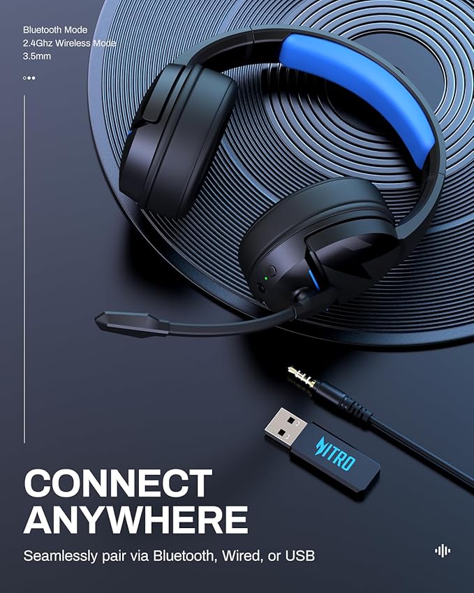 Acer 2.4GHz Flex Wireless Gaming Headset | Non-Stop 100H Battery | Dynamic 50mm Drivers | Clear Voice Mic | Bluetooth5.3, 3.5mm | Gaming Headphones for PC, PS4, PS5
