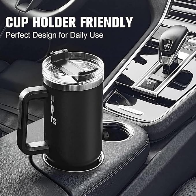 I Do My Own Stunts Tumbler - 40 oz Insulated Cup with Handle & Straw - Funny Get Well Gift for Men & Women, Broken Bone, Surgery Recovery, Knee or Leg Injury, Accident-Prone Coffee Mug