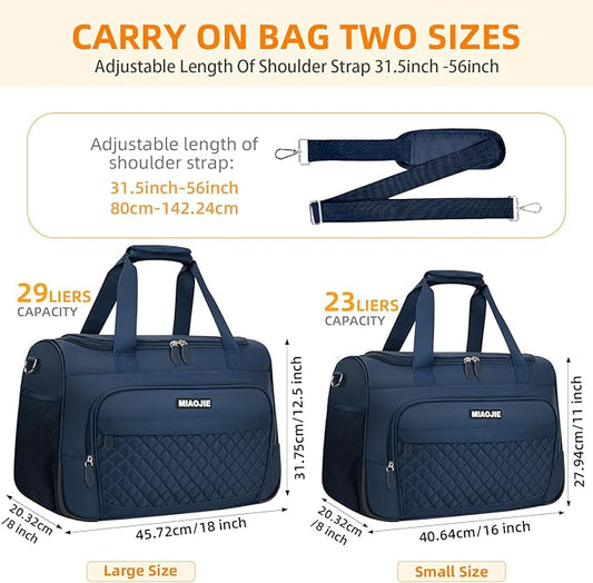 Travel Duffle Bag for Women, Underseat Carry On luggage Bag Foldable Overnight Weekender Hospital Bag Lightweight Airplanes Personal Item Travel Tote Bag for Women Birthday Gifts, 16IN Navy Blue