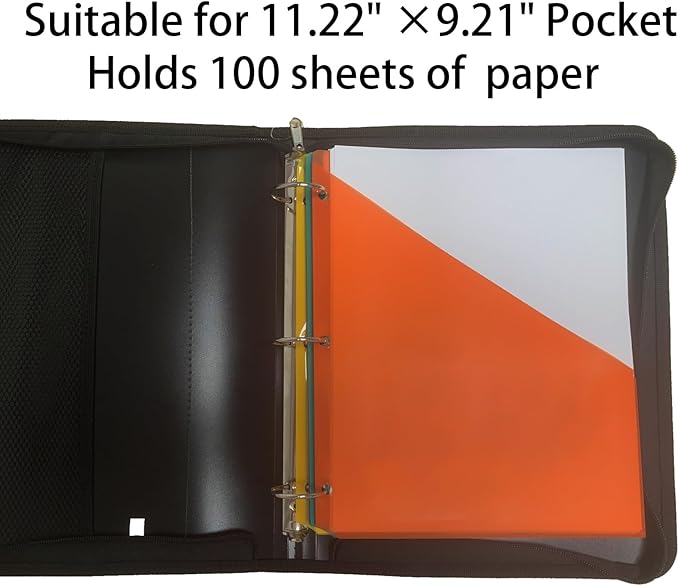 Zipper Binder 1.5 Inch Round 3-Ring Binder, Zippered Grip Pockets Storage Bag Business Office Supplies for Men Women Green