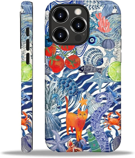 Case for iPhone 16 Pro Max,Leopard Cherry Shell Aesthetics for Woman Men Full Body Protective Cover Shockproof 2 in 1 Silicone + Hard PC Case for iPhone 16 Pro Max