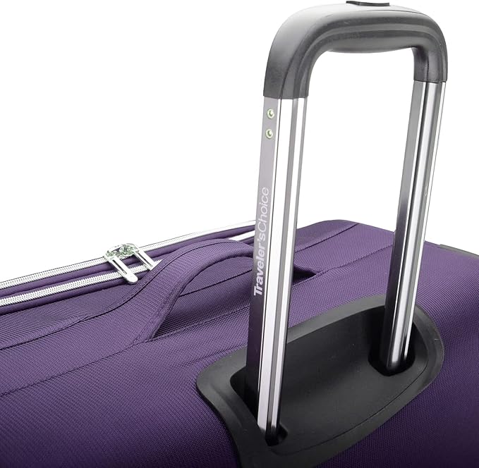 Traveler's Choice Lares Softside Expandable Luggage with Spinner Wheels, Purple, Checked 26-Inch