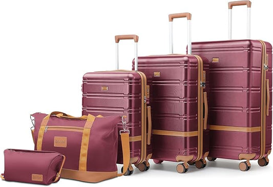Luggage Sets 3 Piece with spinner wheels, PC+ABS Hard Shell Travel Luggage,Lightweight Carry-on suitcases with TSA Lock,YKK Zippers (Purple)