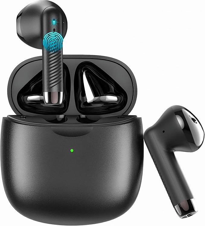 Jxrev Wireless Earbuds, Bluetooth 5.4 Headphones HI-FI Stereo, Ear Buds with 4 ENC Noise Cancelling Mic, 32H Playtime Wireless Earphones Type-C Fast Charging, IP7 Waterproof, Touch Control, Tiny Size