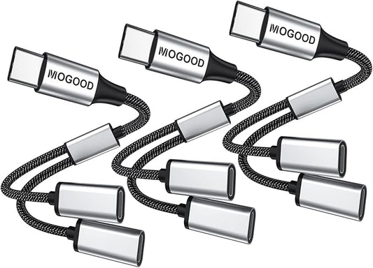 MOGOOD USB C to Dual USB C Female Adapter, 2 Ports, Not for Monitor and Charging, Incredibly Durable, Super Fit, 5V/0.9A Power Output