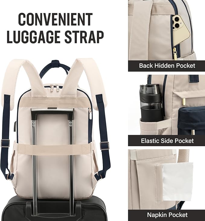 LOVEVOOK Laptop Backpack for Women Men, 17.3 Inch Laptop Bag with USB Port Fashion Waterproof Backpacks Teacher Nurse Stylish Travel Bags Vintage Daypacks for College, Work