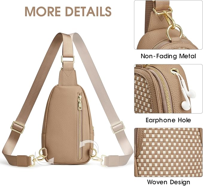 Kattee Sling Crossbody Bag for Women, Leather Fanny Pack Crossbody Sling Bags, RFID Purse Chest Bag Small Daypack for Women
