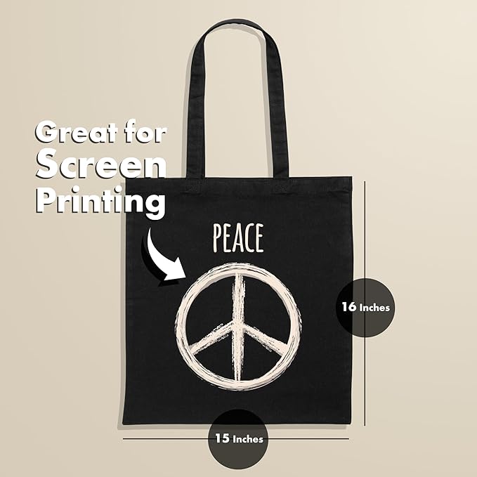 Carrywell |Not Made In China| 5 Pack Cotton Tote Bags, Lightweight Reusable Grocery Shopping Bag, Blank Bulk Cloth Totes with Handles, Great For Custom Screen Print and Gifts (15"x16")