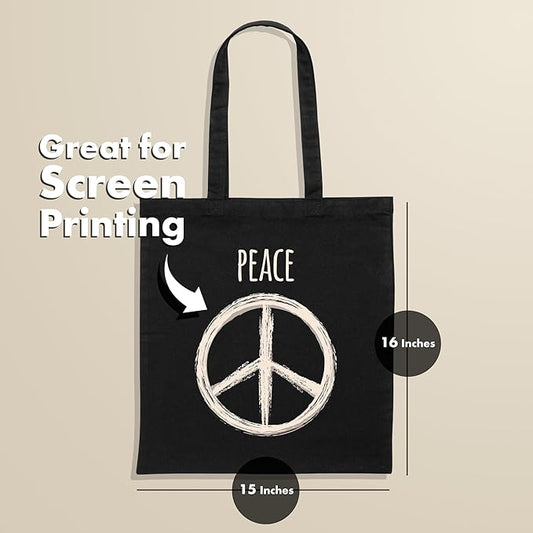 Carrywell |Not Made In China| 48 Pack Cotton Tote Bags, Lightweight Reusable Grocery Shopping Bag, Blank Bulk Cloth Totes with Handles, Great For Custom Screen Print and Gifts (15"x16")