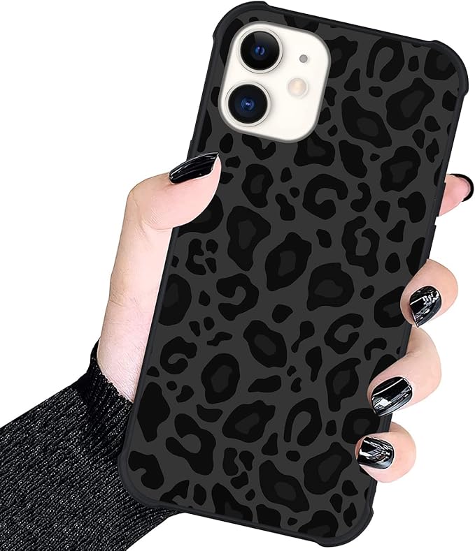 KANGHAR Case Compatible with iPhone 11,Black Leopard Design,Tire Texture Non-Slip +Shockproof Rugged TPU Protective Case for iPhone 11 6.1 Inch (2019) Leopard Pattern