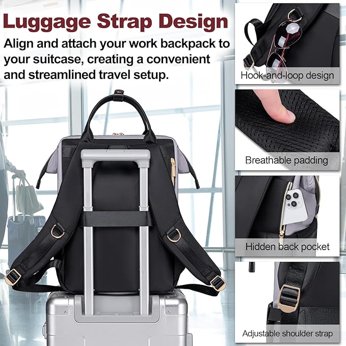 Lunch Backpack for Women, 15.6 inch Laptop Backpacks for Womens, Work Backpacks with Lunchbox,Insulated Back pack Cooler,Teacher Nurse Travel Backpack for Women