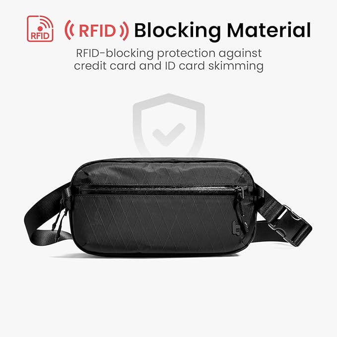 tomtoc 3.5L X-Pac Sling Bag with RFID Blocking, Crossbody Bag Minimalist Chest Shoulder Pack for Men/Women, Water-resistant Lightweight Casual Funny Pack for Travel/Daily Commute