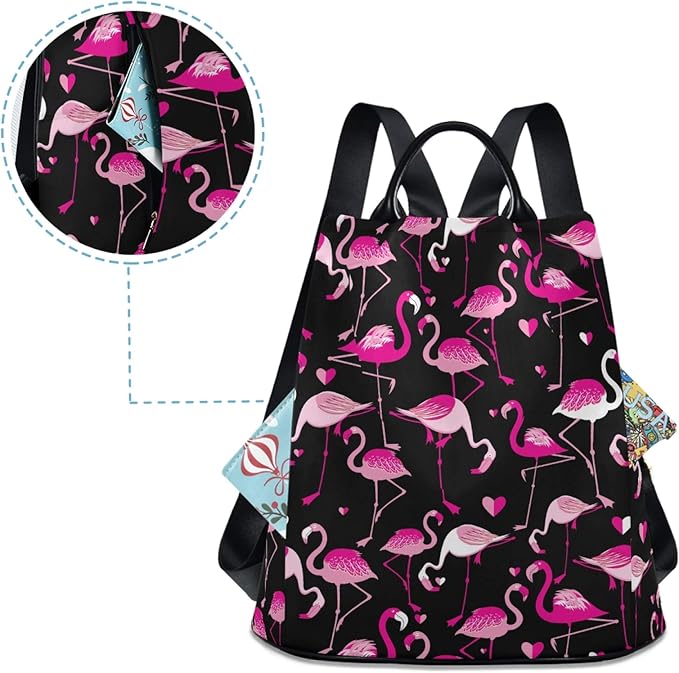 ALAZA Pink Flamingo Animal Backpack Purse for Women Anti Theft Fashion Back Pack Shoulder Bag