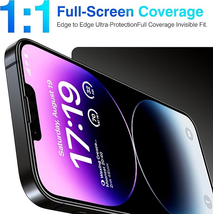 EZ-GLAZ- 4 Pack for iPhone 14 Screen Protector [6.1"] With 2 Pack Camera Lens Protector, 9H+ Hardness 12FT Military Grade Shatterproof Scratch Resistant Durable Tempered Glass Film with Flawless Fit Kit, HD Clear