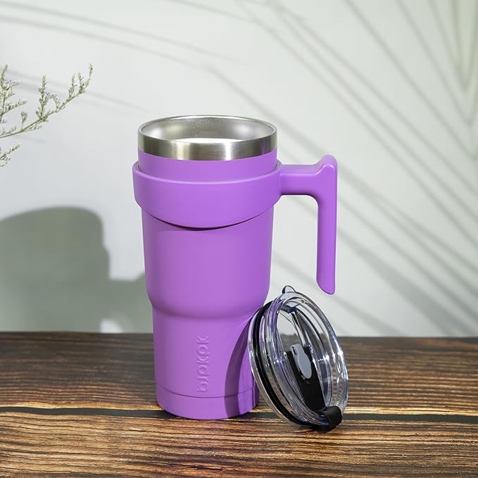 BJPKPK Tumbler With Handle 20oz Stainless Steel Insulated Tumbler With Lid And Straw For Water Or Ice Coffee,Lavender