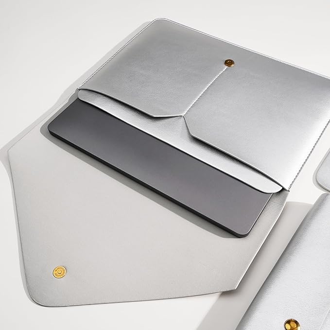 Laptop Sleeve Compatible with New 15.3 inch MacBook Air 2024 A3114 M3, Surface Laptop 15, Surface Book 13.5, Surface Laptop Studio with Small Pouch, Mouse Pad and Cord Holder Color Silver