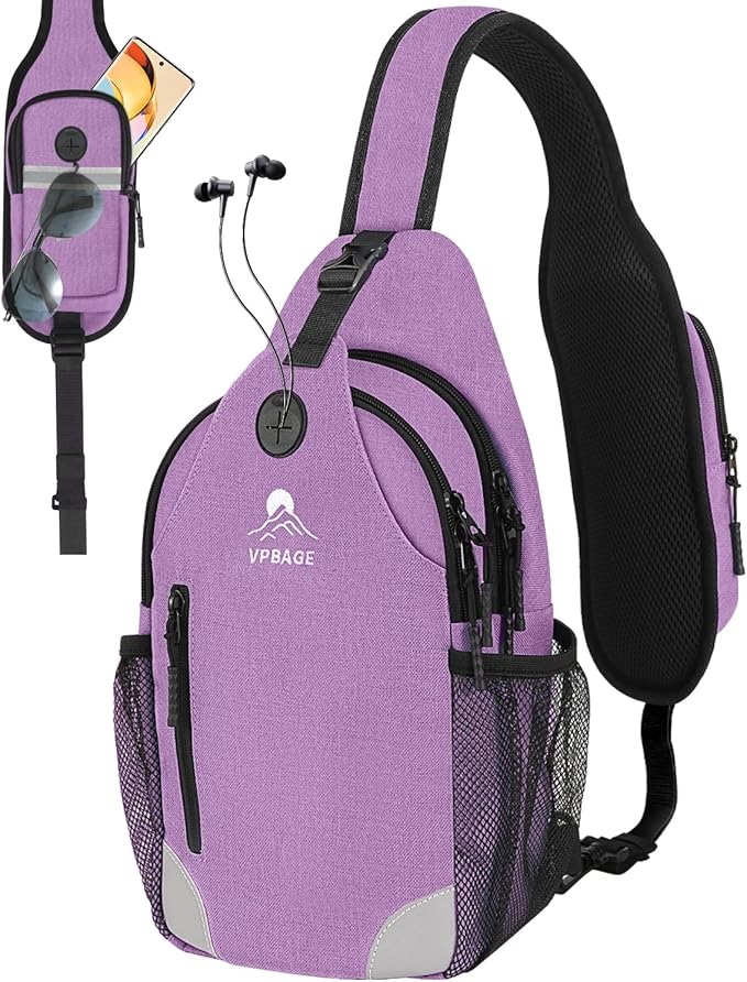 Sling Bag for Women, Crossbody Bag for Men, Cross Body Hiking Backpack, Travel Daypack, Chest Pack with Chest Phone Holder