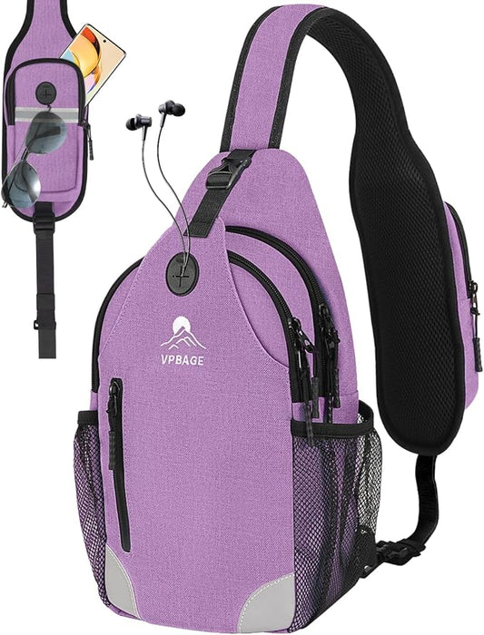 Sling Bag for Women, Crossbody Bag for Men, Cross Body Hiking Backpack, Travel Daypack, Chest Pack with Chest Phone Holder