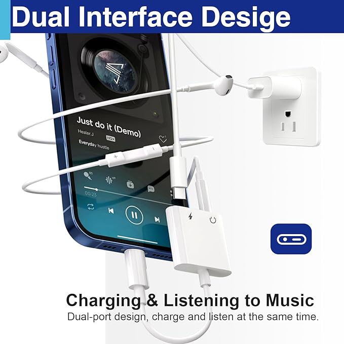 Lightning to 3.5 Mm Headphone Jack Adapter for iPhone, iPhone Aux Adapter Converter Dongle Audio Cable Compatible with All Models Before Apple 14