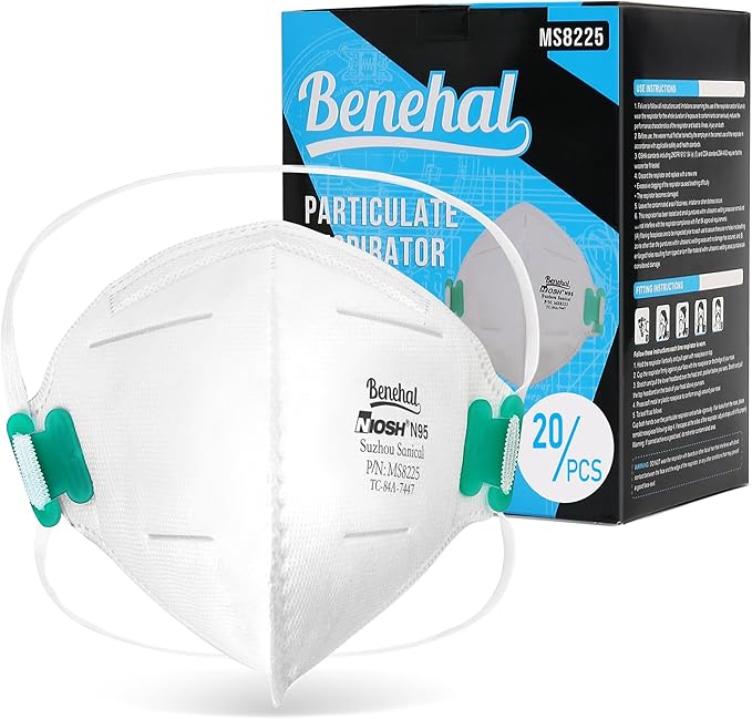 LotFancy N95 Mask for Adults, NIOSH Particulate Respirator, N95 Face Mask for Construction, Cleaning, Sanding, Dust Pollution