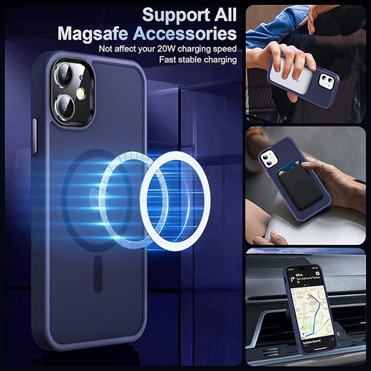 MOCCA Strong Magnetic for iPhone 12 Case/iPhone 12 Pro Case, [Compatible with Magsafe][Mil-Grade Drop Protection] Slim Shockproof Translucent Protective Phone Case for iPhone 12/12 Pro, Deep Blue