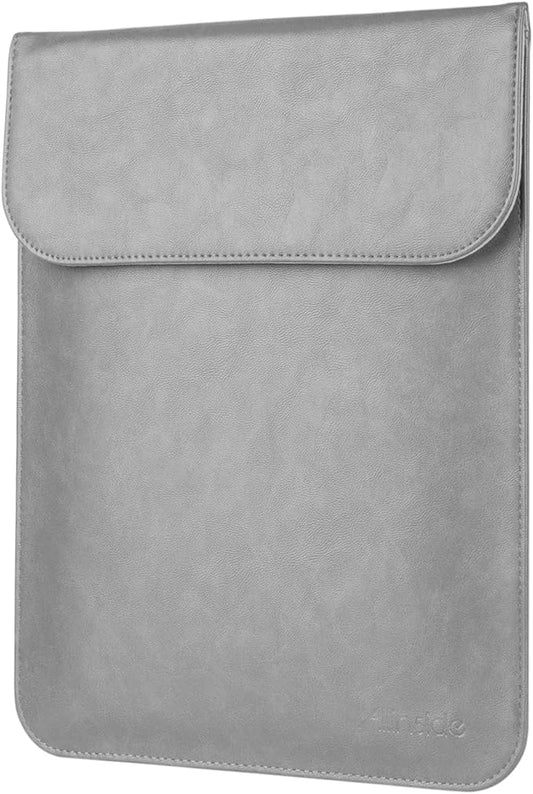 Allinside 15-16 inch Laptop Sleeve Case Compatible with MacBook Air 15 2023-2025/MacBook Pro 16 2021-2024, Waterproof PU Leather Laptop Sleeve Bag Protective Vertical Case Cover, Gray