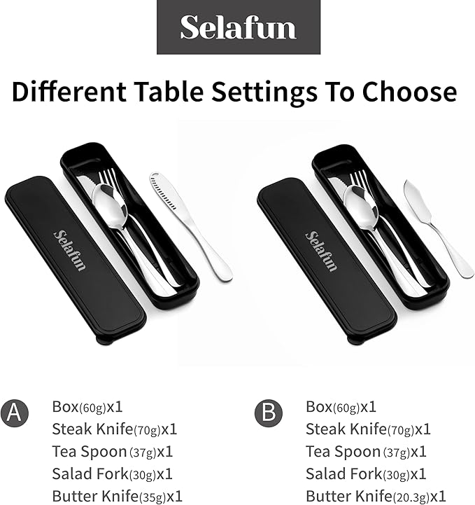 5-pieces Travel Set with Case Portable Silverware Utensils Set for work, Stainless Steel Reusable Flatware Set Cutlery Set for Camping Picnic Hiking Office (silver, 5.9)