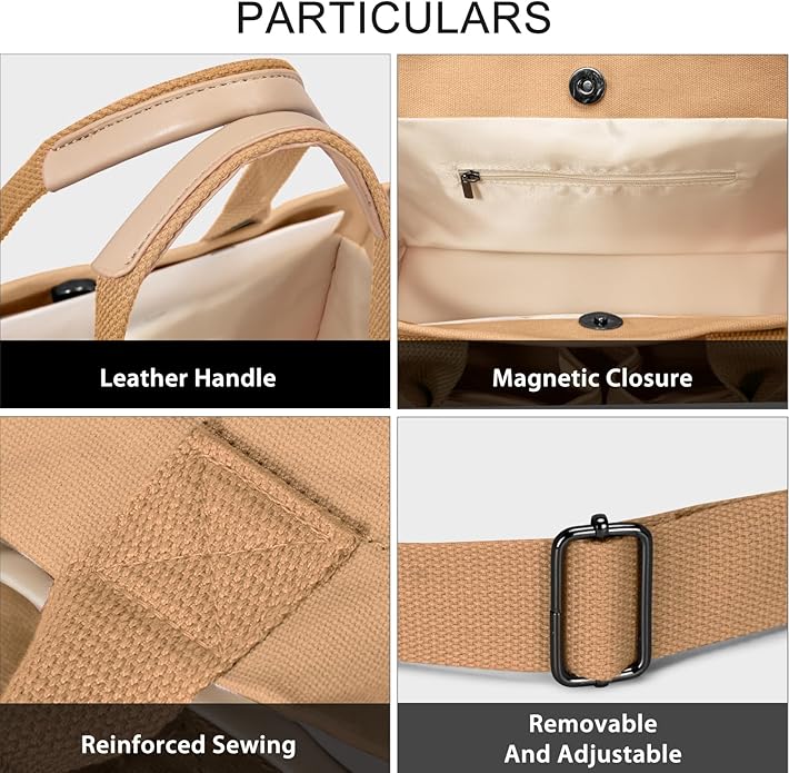 Tote Bags for Women Canvas Tote Purse Crossbody with Pockets Top Handle Shoulder Satchel Bag for Women