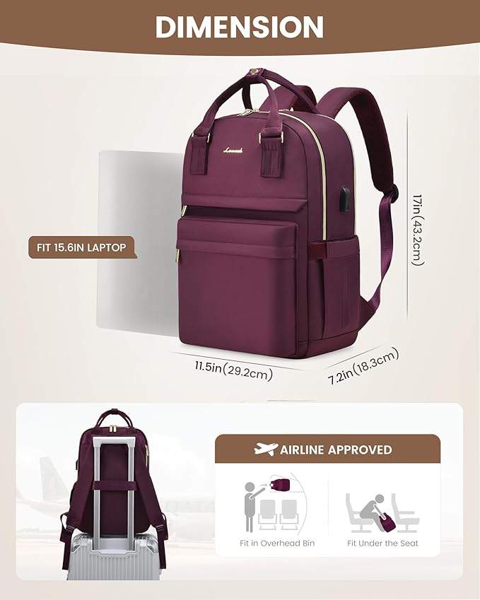 LOVEVOOK Laptop Backpack for Women 15.6 Inch Laptop Bag with USB Port, Fashion Waterproof Backpacks Teacher Nurse Stylish Travel Bags Vintage Daypacks for College Work