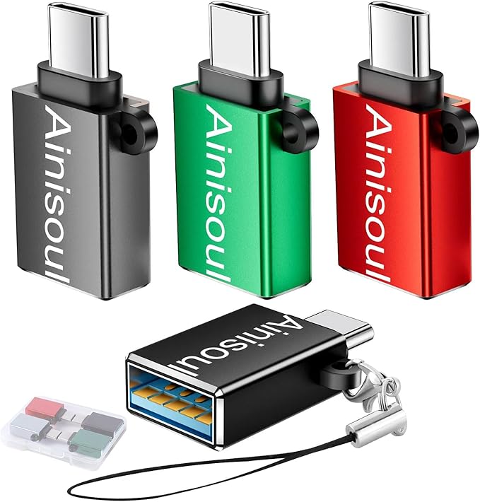 USB C to USB Adapter 4 Pack,USBA to USBC Adapter,USB C to USB 3.0 Adaptor,USBC Adapters for iPhone 16 15 14 13,MacBook,iPad Pro,Phones,Tablet,4 Colors