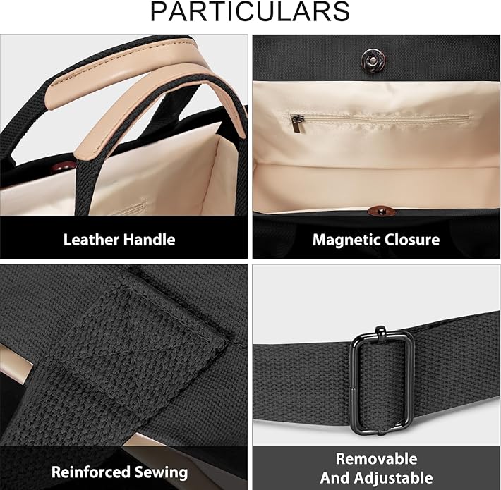 Tote Bags for Women Canvas Tote Purse Crossbody with Pockets Top Handle Shoulder Satchel Bag for Women