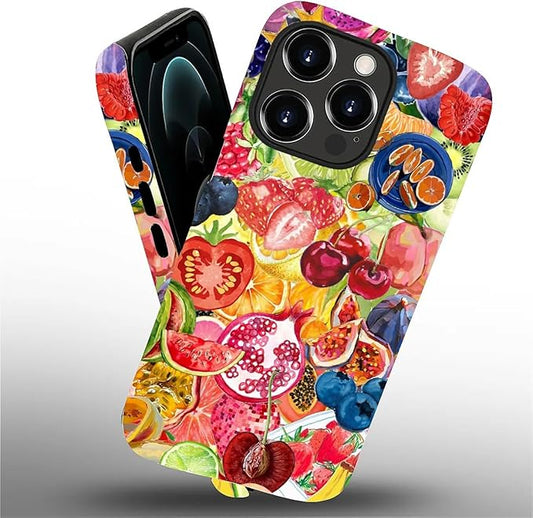 Case for iPhone 12/12 Pro,Summer Fruit Collage for Woman Men Full Body Protective Cover Shockproof 2 in 1 Silicone + Hard PC Case for iPhone 12/12 Pro