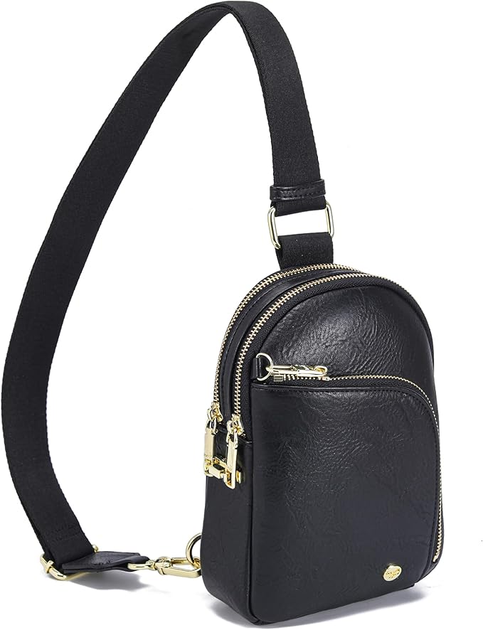 INICAT RFID Blocking Sling Bag Leather Crossbody Bags for Women Fanny Pack Cross Body for Woman Chest Bag for Travel 1.9L