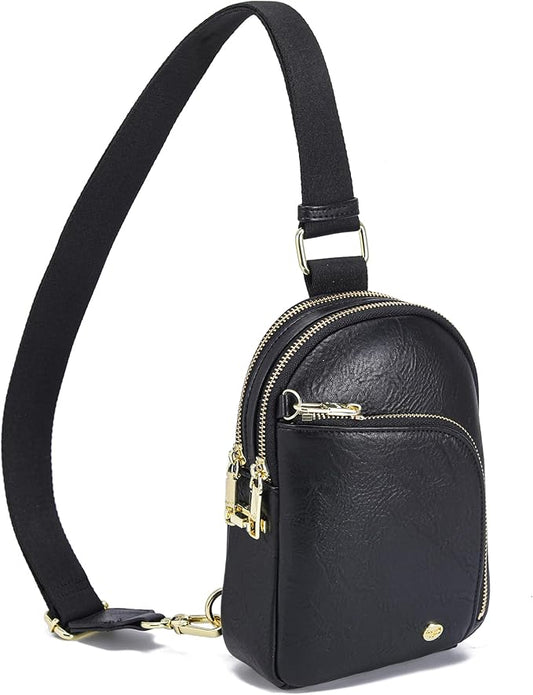 INICAT RFID Blocking Sling Bag Leather Crossbody Bags for Women Fanny Pack Cross Body for Woman Chest Bag for Travel 1.9L