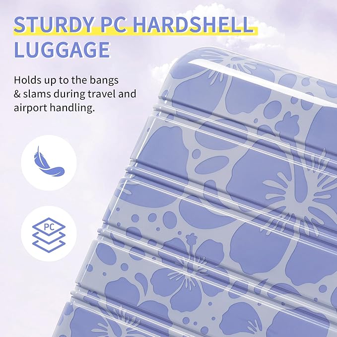 Merax Luggage Sets 3 Piece, Hardside Suitcase Set with Spinner Wheels, Lightweight Printing Luggage Carry on,20+24+28 IN,Blue