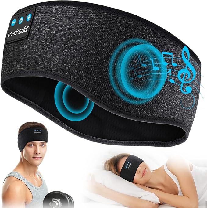 LC-dolida Sleep Headphones Bluetooth Music Band Headphones with Thin HD Stereo Speakers Perfect for Side Sleepers, Sport, Yoga, Travel