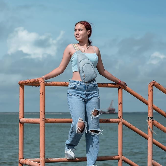 BOSTANTEN Sling Bag for Women Leather Crossbody Bag Vintage Cross Body Purse for Travel with Guitar Strap, Bohemian Style