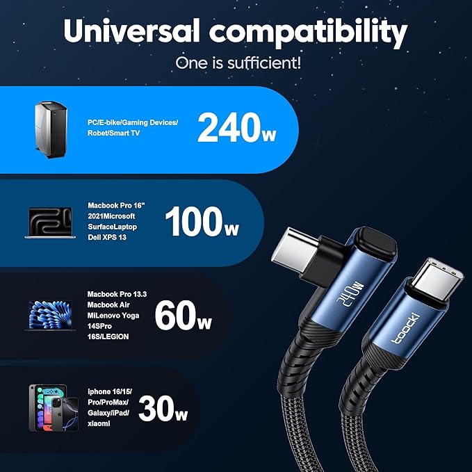 USB C Cable [2Pack, 6.6ft] 240W Fast Charging Type C Cord, Nylon Braided USB 2.0 Cable for iPhone 17 16 15 Pro Plus Pro Max Air, iPad Pro, Samsung Galaxy S24 S23, Switch, MacBook Pro, Pixel